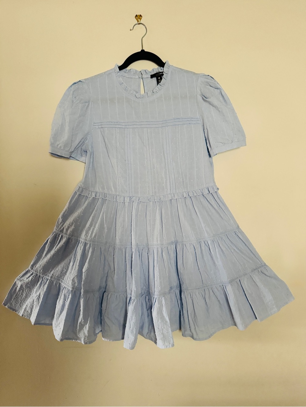AQUA Sky blue Light Blue Tiered Ruffle Dress